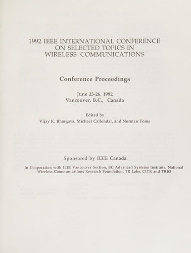 Selected Topics in Wireless Communications International Conference : Papers