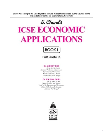 S. Chand's ICSE Economic Application Book I For Class IX (2021 Edition)