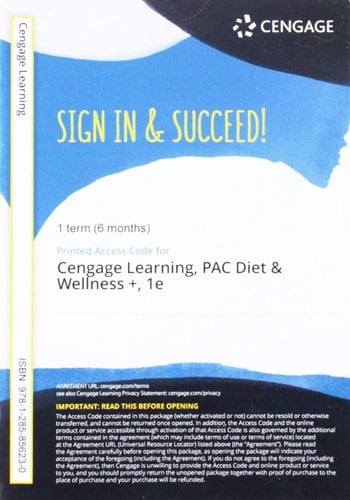Online Course for Cengage's Diet and Wellness Plus, Online Course,1 term Printed Access Card