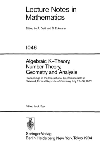 Algebraic K-Theory, Number Theory, Geometry, and Analysis: Proceedings (Lecture Notes in Mathematics)