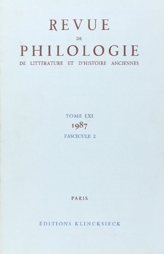 Revue de Philologie 1987/t61,2