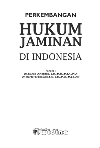 PERKEMBANGAN HUKUM JAMINAN DI INDONESIA