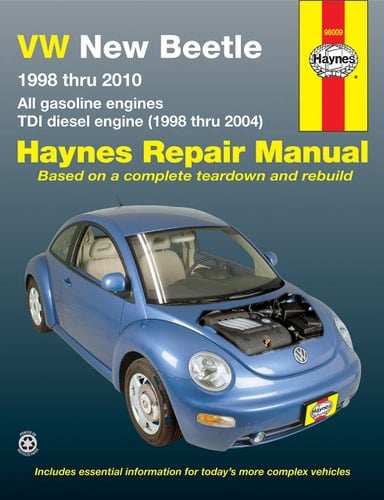 VW New Beetle 1998 thru 2010 All gasoline engines - TDI diesel engine (1998 thru 2004)