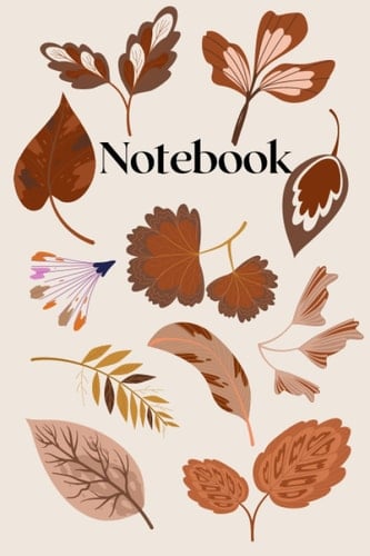 Notebook: Floral-Inspired, Pastel Beige & Brown, Design Notebook, Blank-Lined