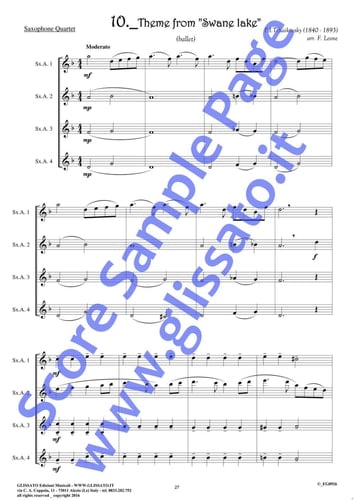 Alto Saxophone Quartet "10 Romantic Pieces" - score easy for beginners/intermediate
