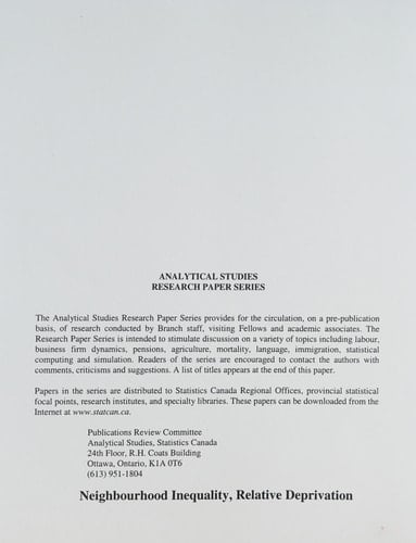 Neighbourhood Inequality, Relative Deprivation and Self-perceived Health Status