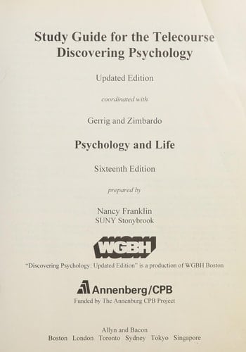Discovering Psychology: Telecoure Student Study Guide