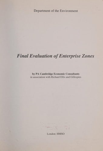 Final Evaluation of Enterprise Zones