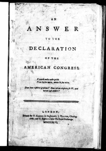 An answer to the Declaration of the American Congress
