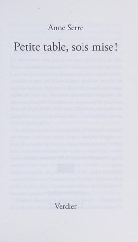 Petite table, sois mise!