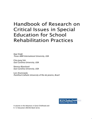 Handbook of Research on Critical Issues in Special Education for School Rehabilitation Practices