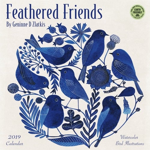 Feathered Friends 2019 Wall Calendar: Watercolor Bird Illustrations