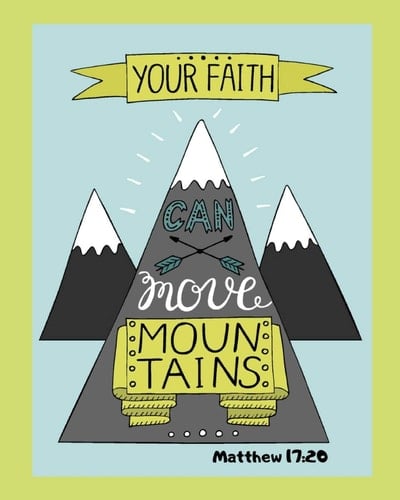 Matthew 17 20 Your Faith Can Move Mountains: Christian Gratuation Gifts for Boys, 8x10 Dot Grid Blank Notebook