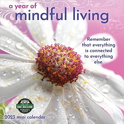 A Year of Mindful Living 2023 Mini Wall Calendar | Compact 7" x 14" Open | Amber Lotus Publishing