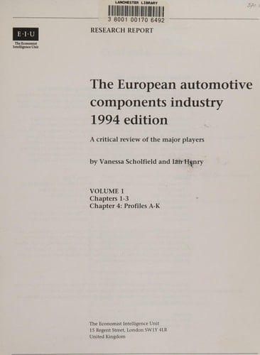 The European Automotive Components Industry A Critical Review of the Major Players
