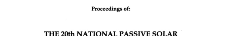 Proceedings of the 20th National Passive Solar Conference, Minneapolis, Minnesota, July 15-20, 1995