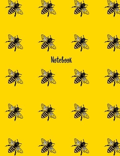 Notebook: Yellow Bee Print