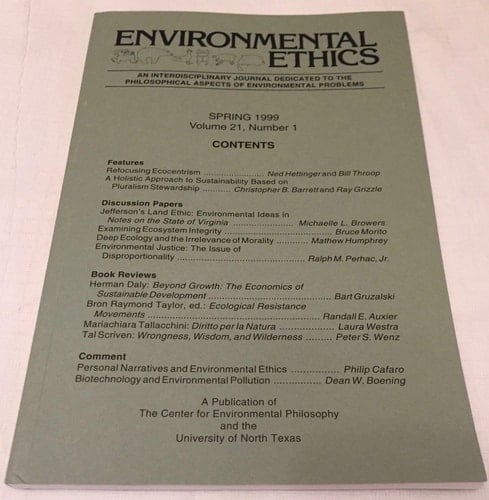 Environmental Ethics Spring 1999