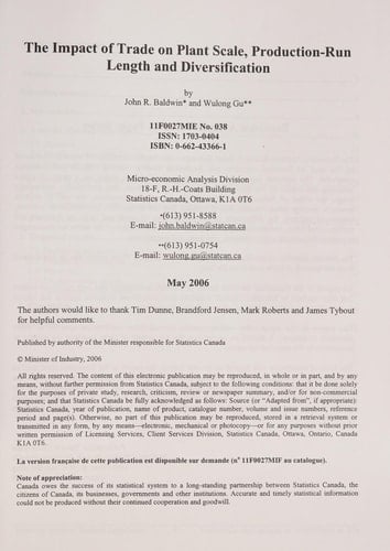 The Impact of Trade on Plant Scale, Production-run Length and Diversification