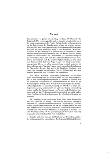 Über das Ansehen des Bundesverfassungsgerichts Ansichten und Meinungen in der Öffentlichkeit 1951 - 2001