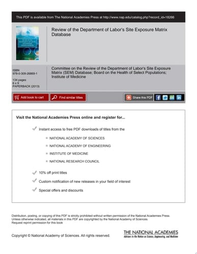 Review of the Department of Labor's Site Exposure Matrix Database