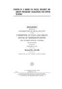 Fourth in a Series on Social Security Disability Programs' Challenges and Opportunities