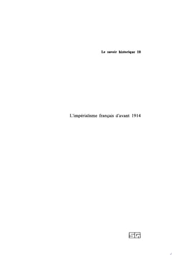 L'impérialisme français d'avant 1914