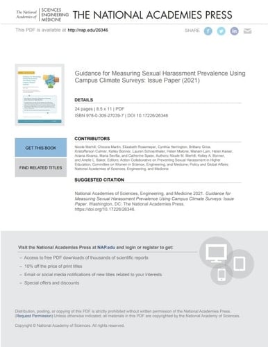 Guidance for Measuring Sexual Harassment Prevalence Using Campus Climate Surveys