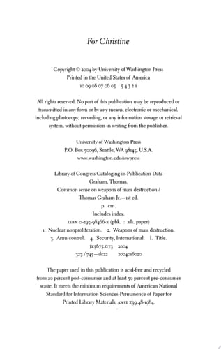 Common Sense on Weapons of Mass Destruction