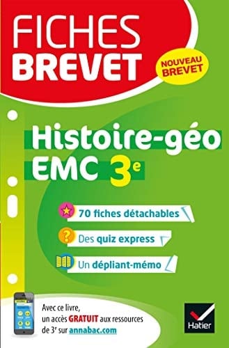 Fiches Brevet Histoire-Geographie EMC 3e Fiches de Revision Pour Le Nouveau Brevet