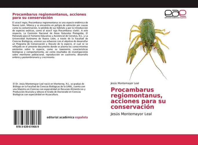 Procambarus regiomontanus, acciones para su conservación (Spanish Edition)