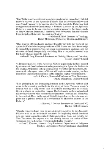 A Reader's Lexicon of the Apostolic Fathers