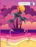Flamingo Notebook College Ruled Jounal Set for Girls, Little Girl. One Subject School Exercise Book-Pink Flamingo Watercolor (Wide Ruled - 110 Pages)