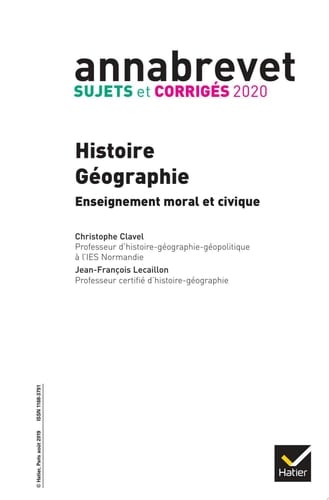 Annales du brevet Annabrevet 2020 Histoire Géographie EMC 3e