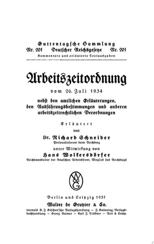 Arbeitszeitordnung vom 26. Juli 1934