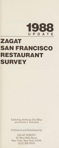 San Francisco Restaurant Survey Update, 1988