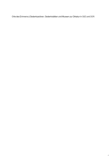 Orte des Erinnerns Gedenkzeichen, Gedenkstätten und Museen zur Diktatur in SBZ und DDR