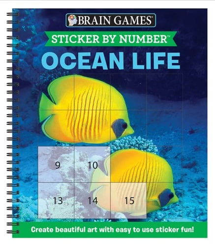 Brain Games - Sticker by Number: Ocean Life (Easy - Square Stickers) Create Beautiful Art with Easy to Use Sticker Fun!