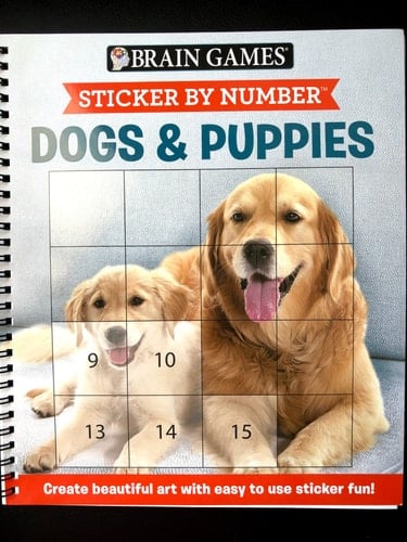 Brain Games - Sticker by Number: Dogs & Puppies (Easy - Square Stickers) Create Beautiful Art with Easy to Use Sticker Fun!