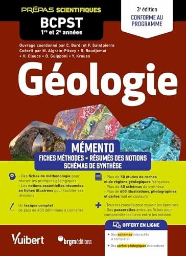 Mémento Géologie BCPST 1re et 2e années Fiches méthodes, résumés de notions, schémas de synthèse