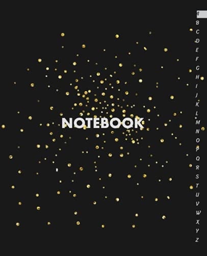 Notebook: Alphabetical Notebook with Tabs Lined  105 Pages  Size (7.5 x 9.25 inches)  Black Cover