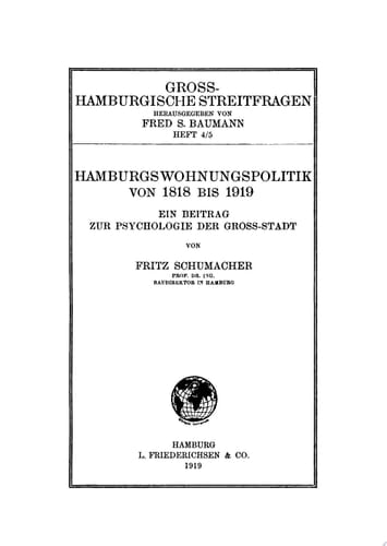Hamburgs Wohnungspolitik von 1818 bis 1919