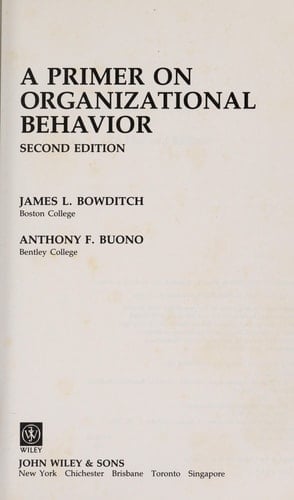 A Primer on Organizational Behavior (Wiley Series in Management)