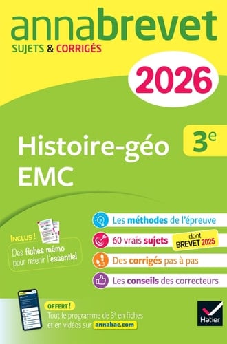 Histoire-géo EMC 3e Sujets & Corrigés