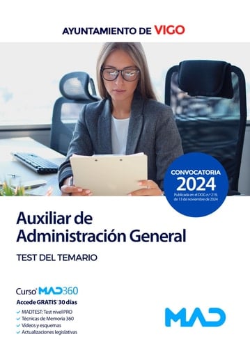 Auxiliar de Administración General del Ayuntamiento de Vigo. Test del temario