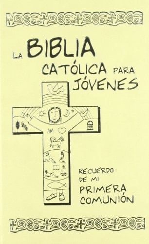 La biblia católica para jóvenes Primera Comunión - ed. azul - polipiel marfil - estampación plata