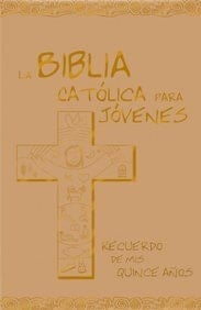 La biblia católica para jóvenes Mis 15 años - ed. azul - polipiel marfil - estampación oro