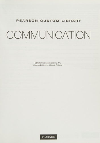 Pearson Custom Library Communication