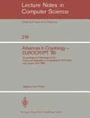 Advances in Cryptology - Eurocrypt '85