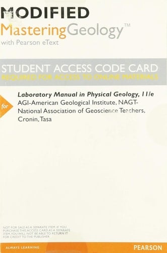 MasteringGeology with Pearson eText -- ValuePack Access Card -- for Laboratory Manual in Physical Geology